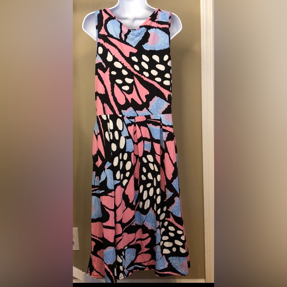 24Seven Sleeveless V-Neck Maxi Dress in Pink, Blue and Black - Picture 2 of 3